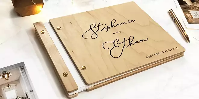 Wooden Cover Photo Guest Book
