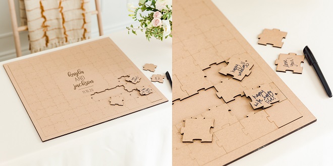Wooden Square Puzzle Wedding Guest Book