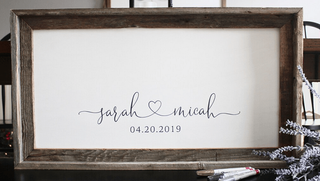 Calligraphy Framed Sign-In Board