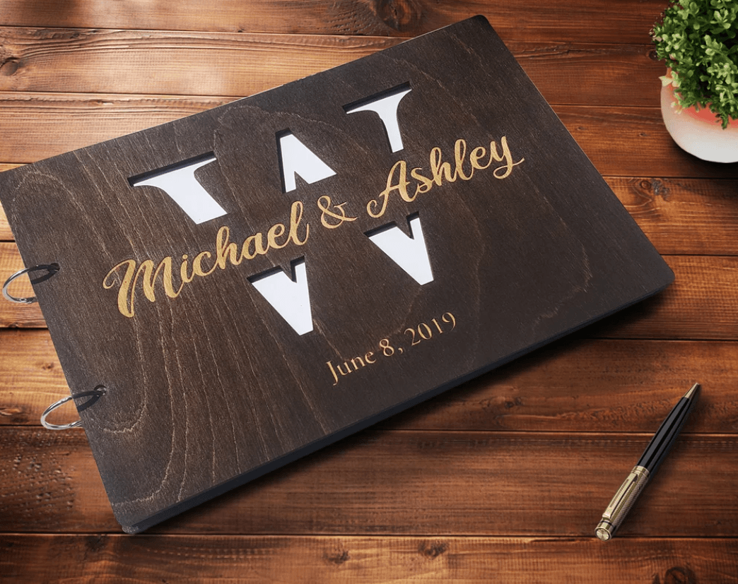 Customized Wooden Covered Guest Book