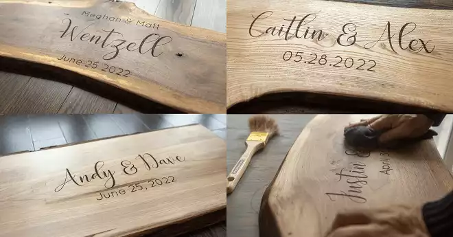 Engraved Wedding Guest Book Wood Sign Board