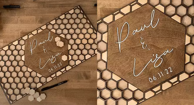 Hexagon Wooden Guest Book Sign
