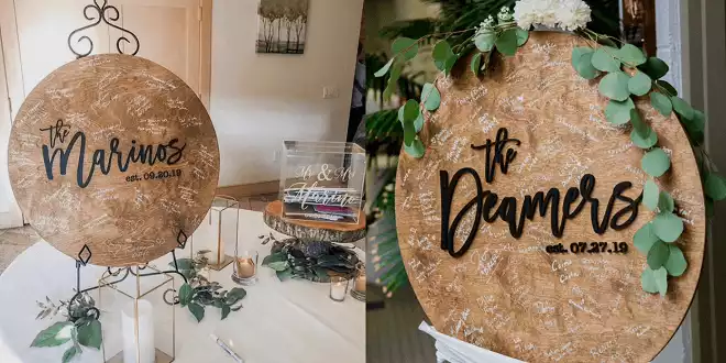 Large Round Sign in Board for Wedding