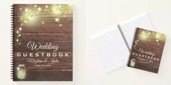 Mason String Lights Wedding Guest Book