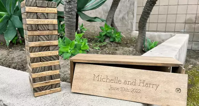 Walnut Stained Tumble Tower Guest Book