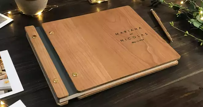 Wooden Photo Booth Guest Sign-In Book