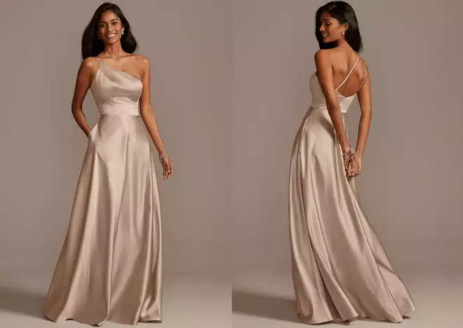One-Shoulder Satin A-line Dress