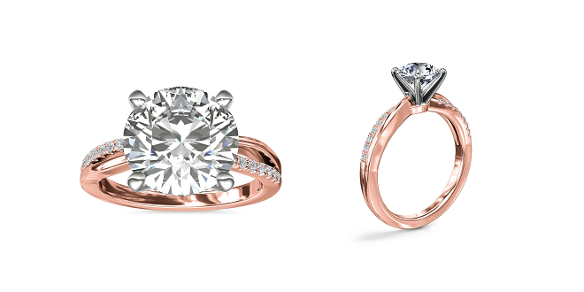 Split Shank Pavé and Plain Shank Diamond Engagement Ring