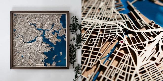 Wooden Map of His City