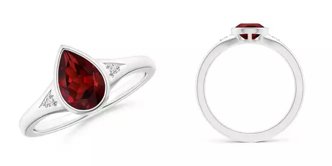 Bezel Set Garnet Ring with Diamonds