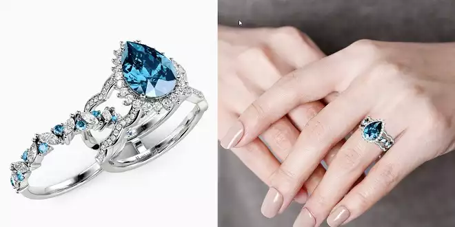 Call of the Ocean Double Band Teardrop Engagement Ring