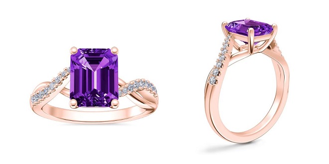 Classic Petite Twist Diamond Engagement Ring Amethyst
