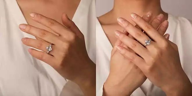 Never-Ending Three Stone Pear Cut Moissanite Engagement Ring