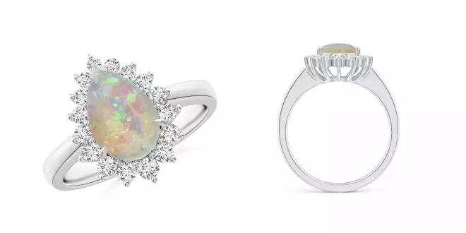 Opal White Gold Teardrop Engagement Ring