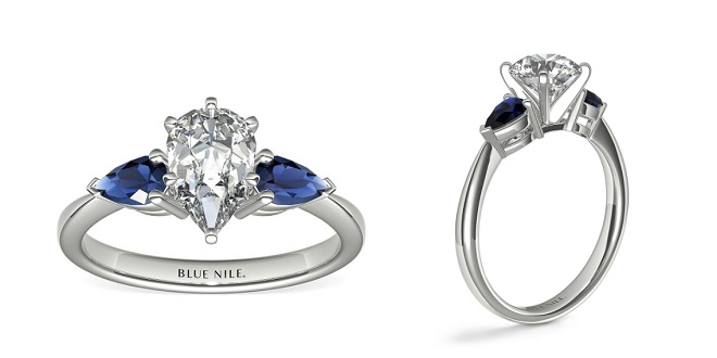 Pear Cut Sapphire Three-Stone Promise Ring