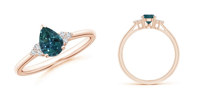 Teal Montana Pear Cut Solitaire Promise Ring