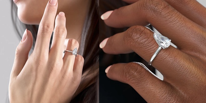 The Ellie Hidden Halo Teardrop Engagement Ring