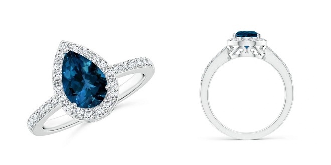 The London Pear Shaped Topaz Halo Promise Ring