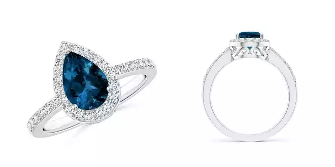 The London Pear Shaped Topaz Halo Promise Ring