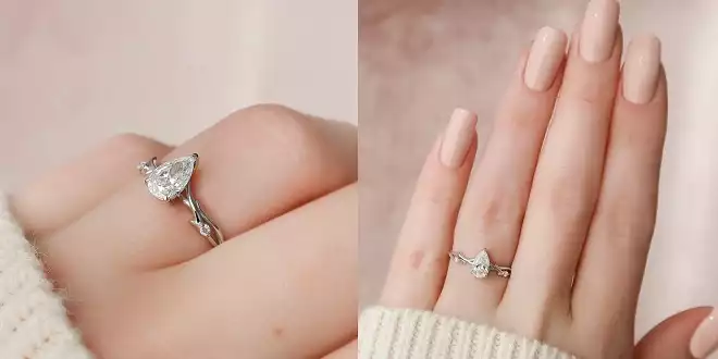 The Twig Emily Nature-Inspired Pear Shaped Promise Ring
