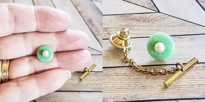Jade and Pearl Tie Pin