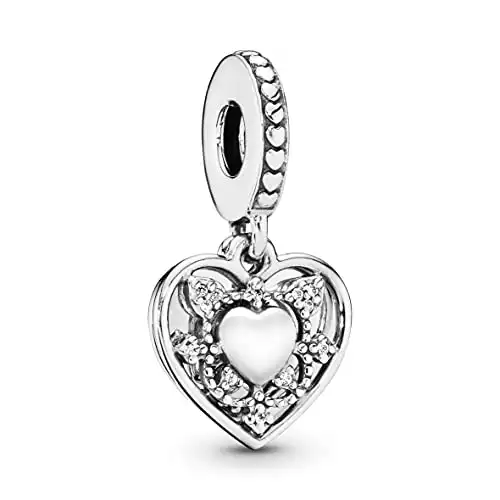 Pandora Jewelry My Wife Always Heart Dangle Cubic Zirconia Charm in Sterling Silver