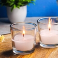 Burning Candles on Wooden Tray