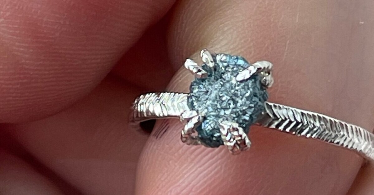Organic Raw Blue Diamond Ring