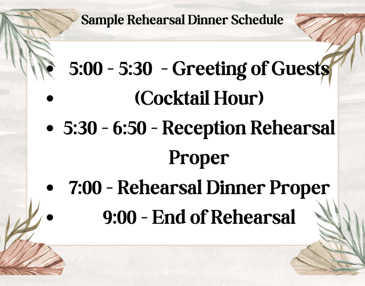 Rehearsal Dinner Schedule
