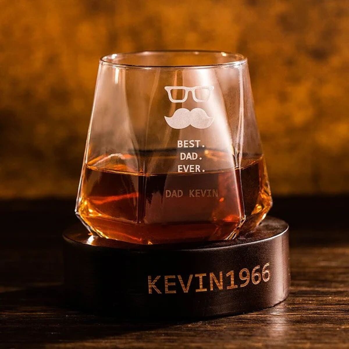 Whisky Coffee Glass with Wood Base